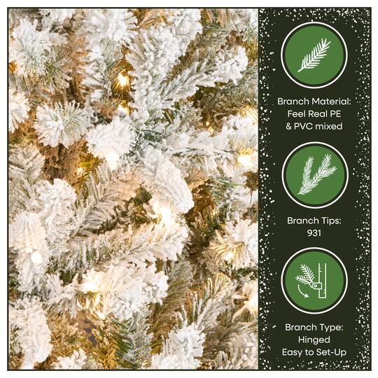 6.5ft. Pre-Lit Snowy Mixed Pine Artificial Christmas Tree, Clear Lights